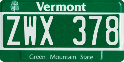 VT license plate ZWX378