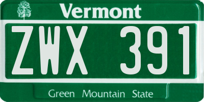 VT license plate ZWX391