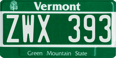 VT license plate ZWX393