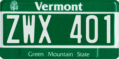VT license plate ZWX401