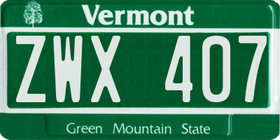 VT license plate ZWX407