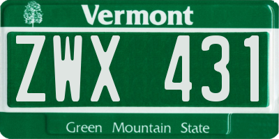 VT license plate ZWX431