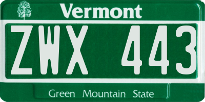 VT license plate ZWX443