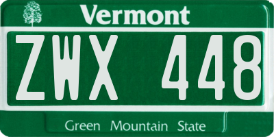 VT license plate ZWX448
