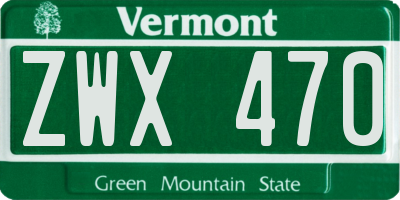 VT license plate ZWX470