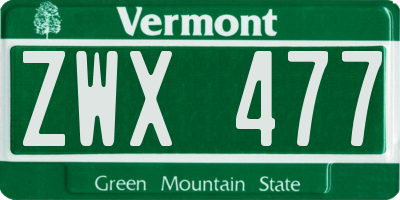 VT license plate ZWX477