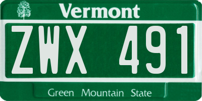 VT license plate ZWX491