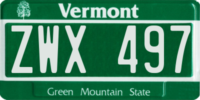 VT license plate ZWX497