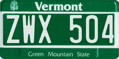VT license plate ZWX504