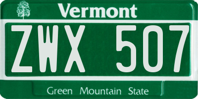VT license plate ZWX507