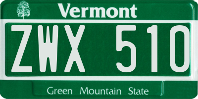 VT license plate ZWX510