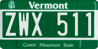VT license plate ZWX511