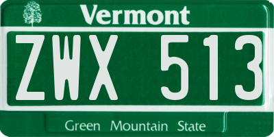 VT license plate ZWX513