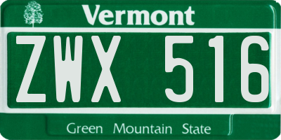 VT license plate ZWX516