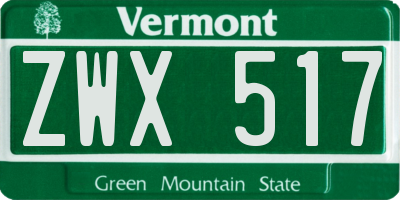 VT license plate ZWX517