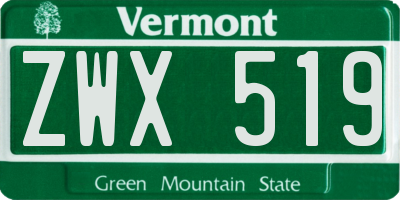 VT license plate ZWX519