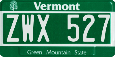 VT license plate ZWX527