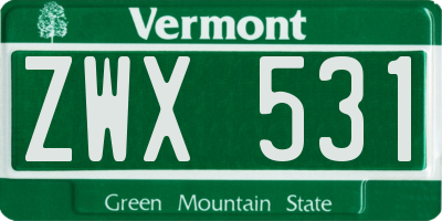 VT license plate ZWX531