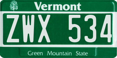 VT license plate ZWX534