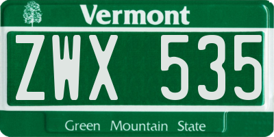 VT license plate ZWX535
