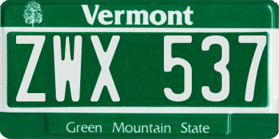 VT license plate ZWX537
