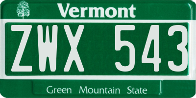 VT license plate ZWX543