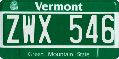 VT license plate ZWX546