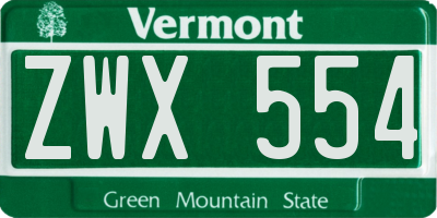 VT license plate ZWX554