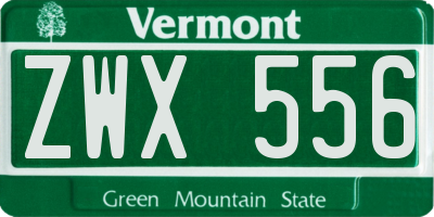 VT license plate ZWX556