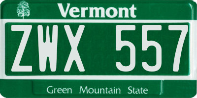 VT license plate ZWX557
