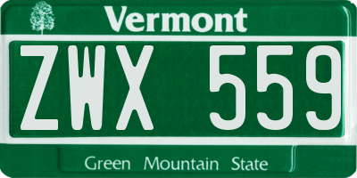 VT license plate ZWX559