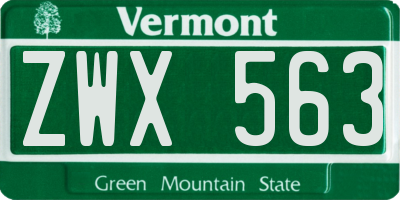 VT license plate ZWX563