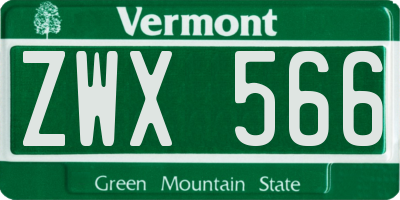 VT license plate ZWX566