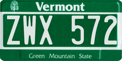 VT license plate ZWX572