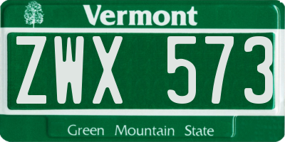 VT license plate ZWX573