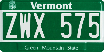 VT license plate ZWX575