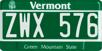 VT license plate ZWX576