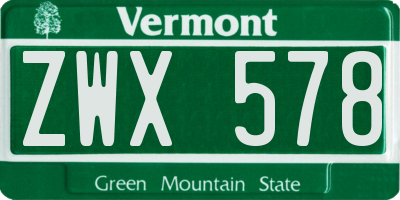 VT license plate ZWX578
