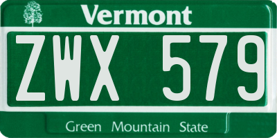 VT license plate ZWX579