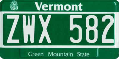 VT license plate ZWX582