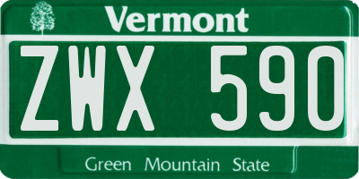 VT license plate ZWX590
