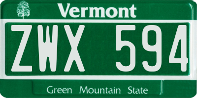 VT license plate ZWX594