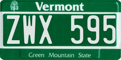 VT license plate ZWX595