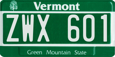 VT license plate ZWX601