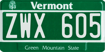 VT license plate ZWX605