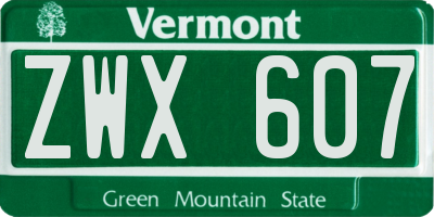 VT license plate ZWX607