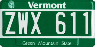 VT license plate ZWX611