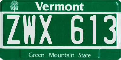 VT license plate ZWX613