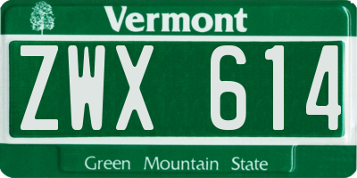 VT license plate ZWX614