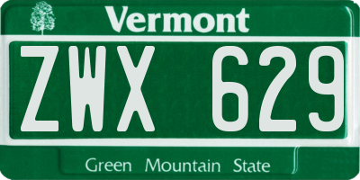 VT license plate ZWX629